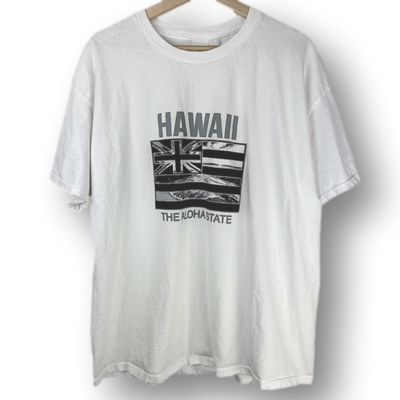 HAWAII The Aloha State White Cotton T-shirt Short-sleeve XL - Picture 1 of 7